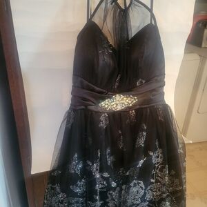 Deb Black Dress with Silver Accents